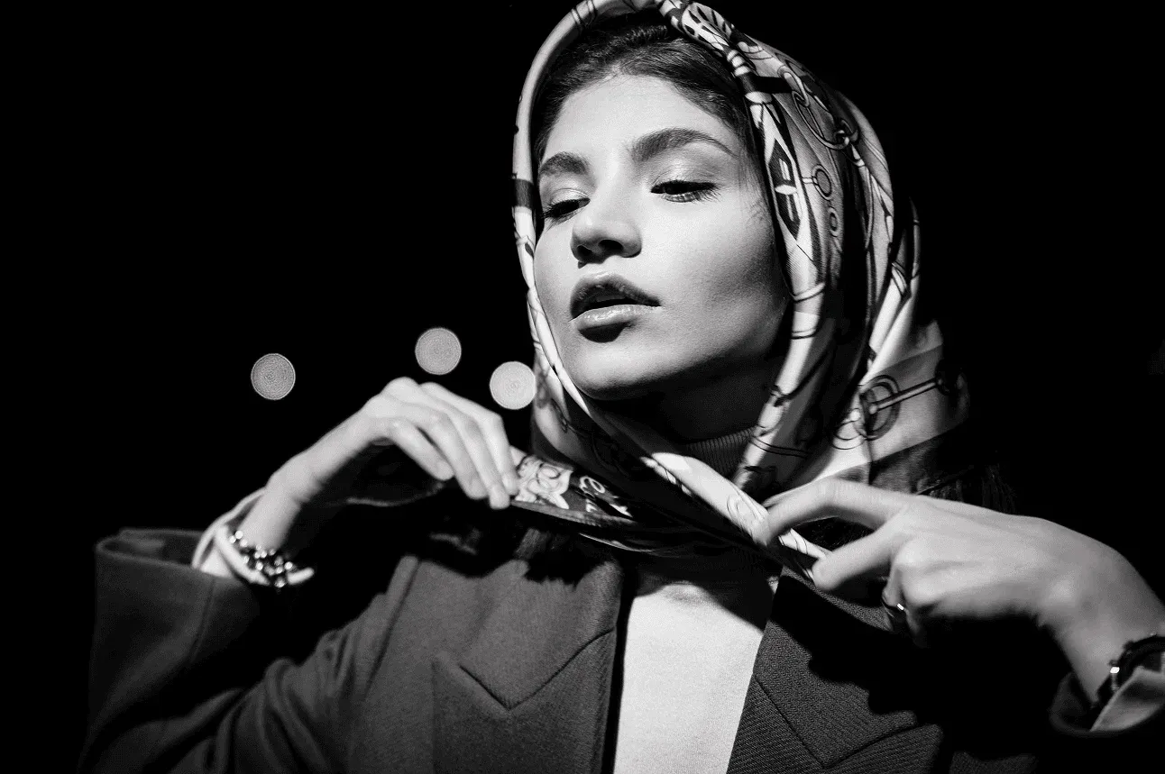 Fashion portrait with scarf