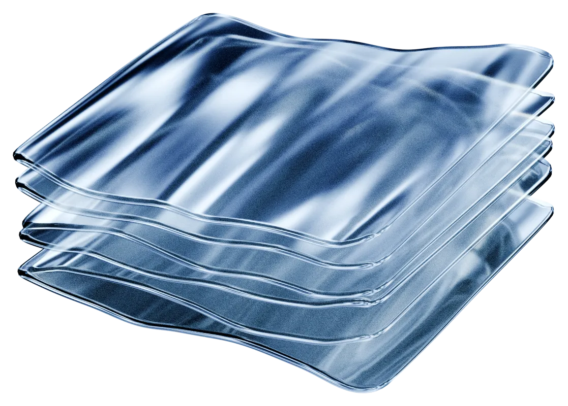 Stacked wavy glass squares